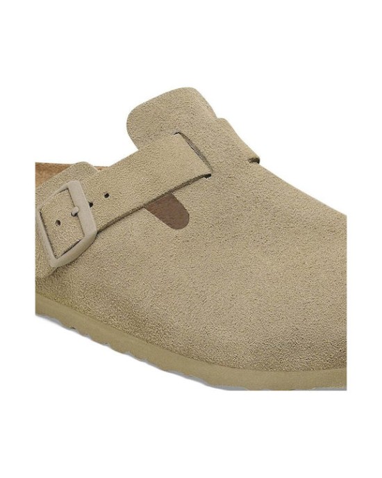 Birkenstock Boston Leather Velvet Faded Khaki