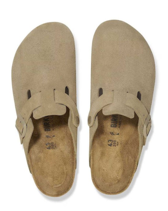 Birkenstock Boston Leather Velvet Faded Khaki