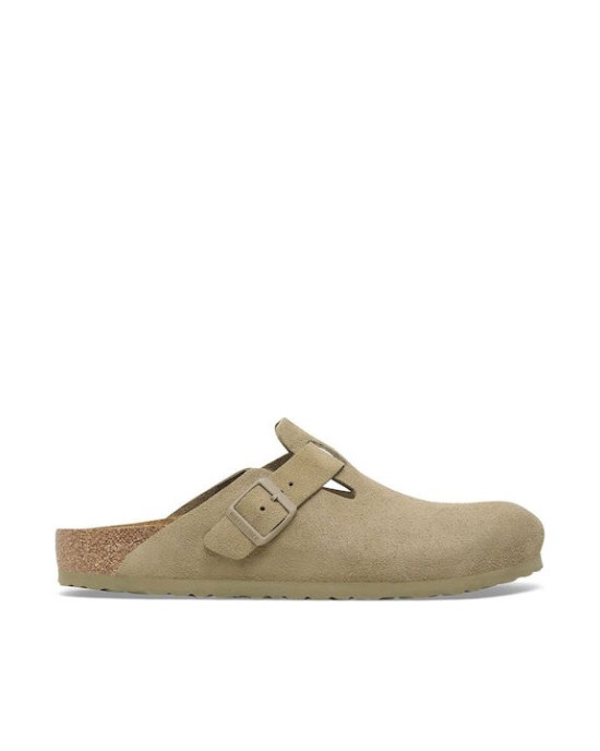Birkenstock Boston Leather Velvet Faded Khaki