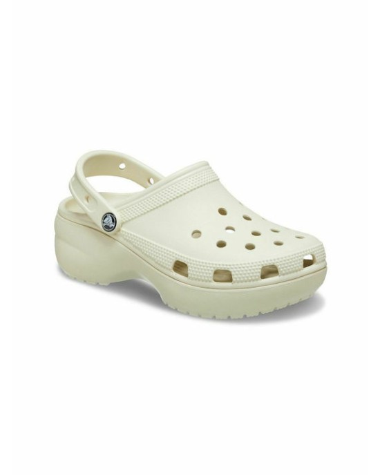 Crocs Classic Platform Clog Γυναικεία Ανατομικά Σαμπό Μπεζ