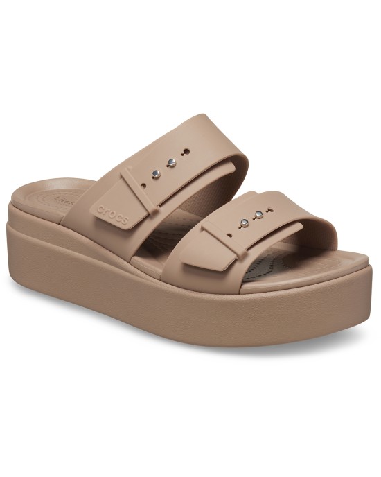 Crocs Brooklyn Καλοκαιρινές Γυναικείες Πλατφόρμες Καφέ 