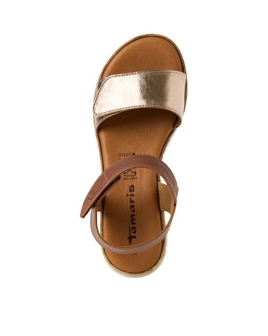 Tamaris Γυναικεία Σανδάλια Flatforms σε Ταμπά-Χρυσό Χρώμα 1-28220-44-392