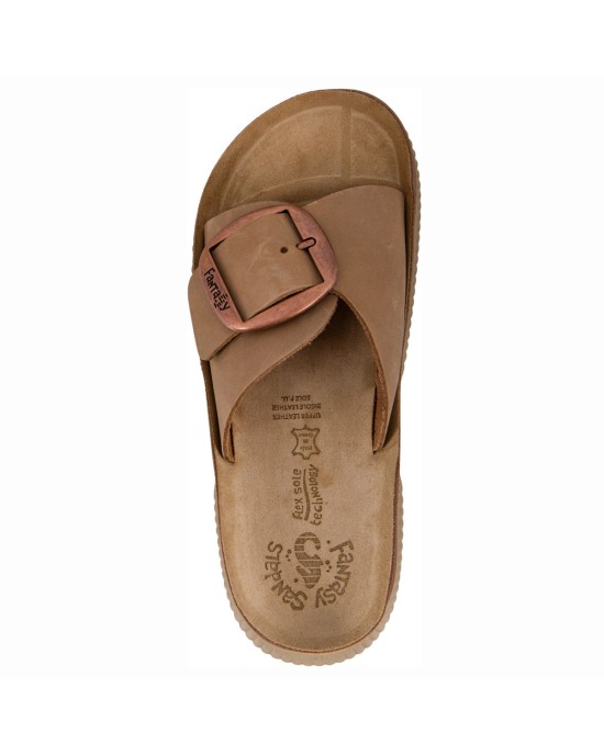 Fantasy Sandals Δερμάτινα Γυναικεία Σανδάλια Ανατομικά σε Μπεζ Χρώμα S2105