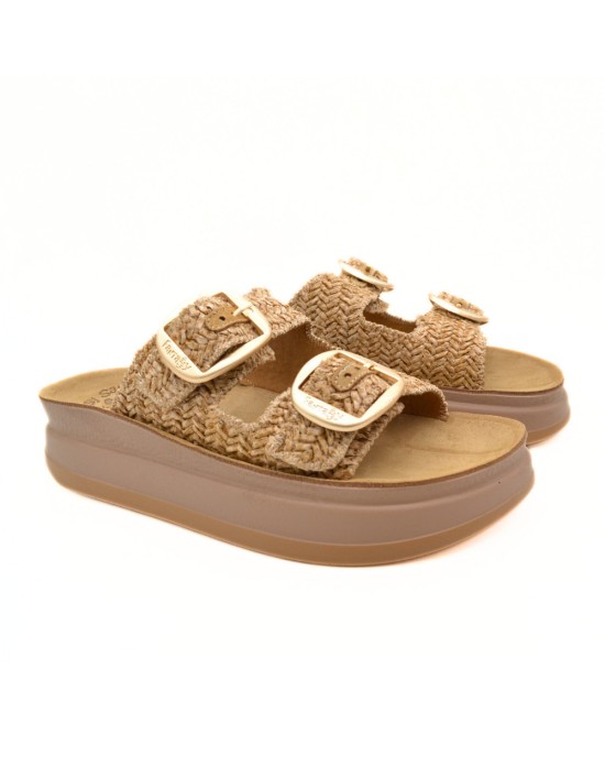 Fantasy Sandals Ζefi Δερμάτινα Γυναικεία Σανδάλια Flatforms Ταμπα S1100