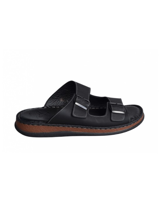 Gotsi Anatomic Δερμάτινα Ανδρικά Σανδάλια σε Μαύρο Χρώμα