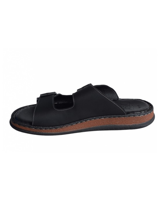 Gotsi Anatomic Δερμάτινα Ανδρικά Σανδάλια σε Μαύρο Χρώμα
