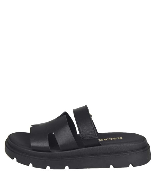 Ragazza Δερμάτινα Γυναικεία Σανδάλια Ανατομικά σε Μαύρο Χρώμα