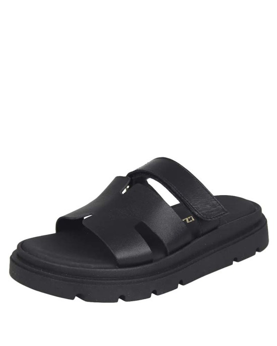 Ragazza Δερμάτινα Γυναικεία Σανδάλια Ανατομικά σε Μαύρο Χρώμα