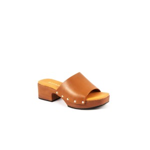 Ragazza Chunky Low Heel Leather Mules