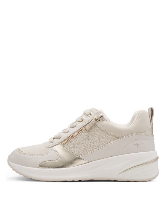 TamarisΓυναικεία Sneakers Ivory / Gold