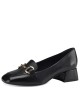 Tamaris Black Ανατομικά Δερμάτινα Loafers με τακούνι Μαύρα