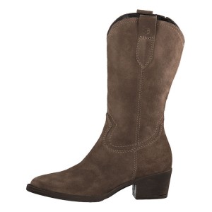 Tamaris Δερμάτινες Γυναικείες Μπότες Cowboy  Καφέ Σουέτ 1-25701-41-300