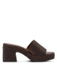 Tamaris Mules με Χοντρό Ψηλό Τακούνι σε Καφέ Χρώμα