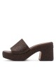Tamaris Mules με Χοντρό Ψηλό Τακούνι σε Καφέ Χρώμα