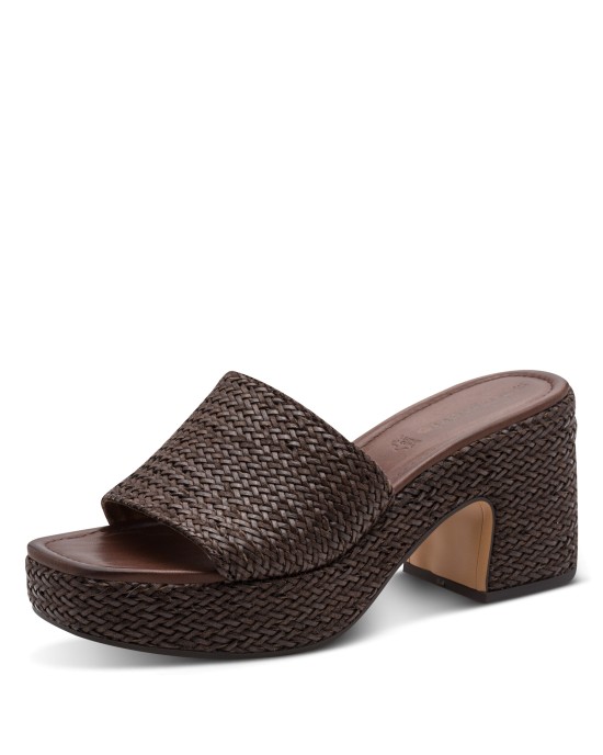 Tamaris Mules με Χοντρό Ψηλό Τακούνι σε Καφέ Χρώμα