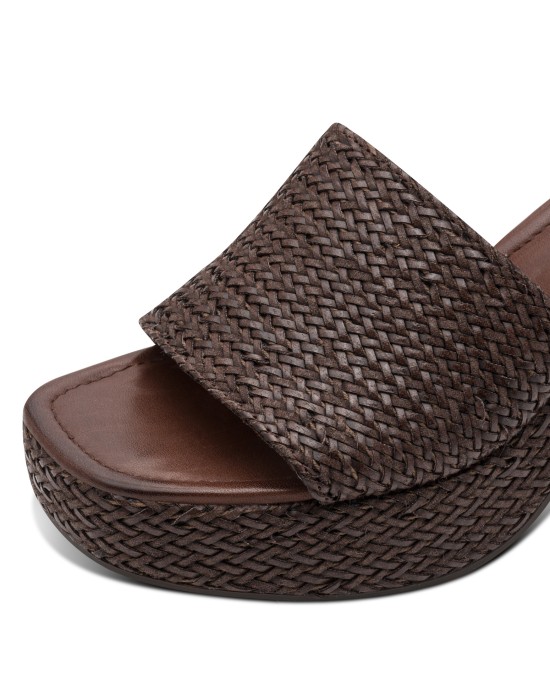 Tamaris Mules με Χοντρό Ψηλό Τακούνι σε Καφέ Χρώμα