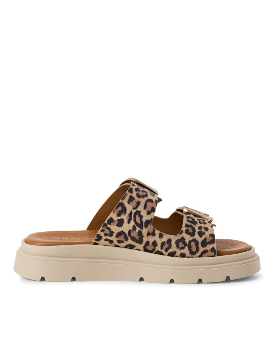 Tamaris Δερμάτινα Γυναικεία Σανδάλια Flatforms σε Μπεζ Χρώμα
