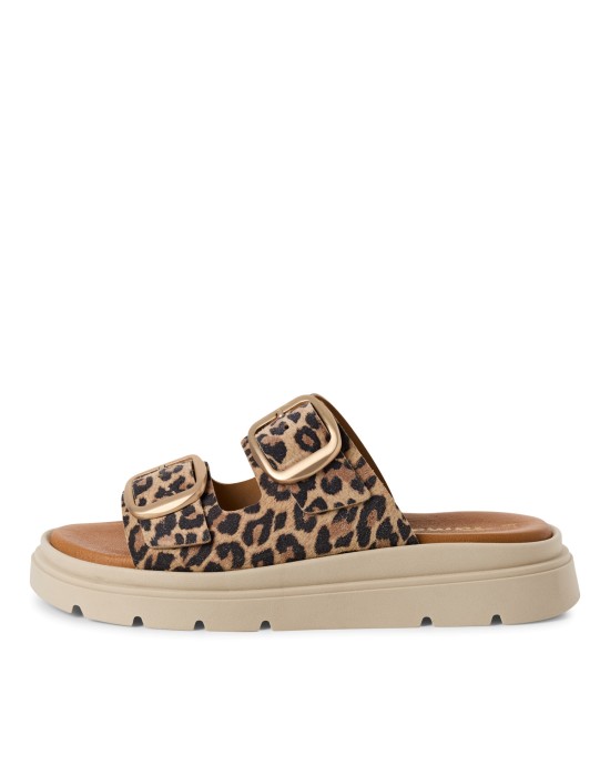 Tamaris Δερμάτινα Γυναικεία Σανδάλια Flatforms σε Μπεζ Χρώμα