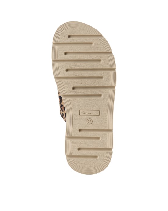 Tamaris Δερμάτινα Γυναικεία Σανδάλια Flatforms σε Μπεζ Χρώμα
