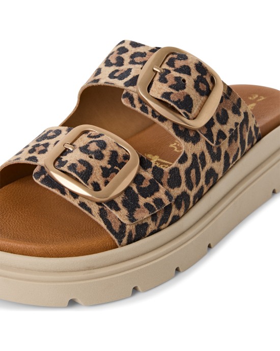 Tamaris Δερμάτινα Γυναικεία Σανδάλια Flatforms σε Μπεζ Χρώμα