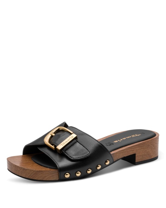 Tamaris Δερμάτινα Γυναικεία Σανδάλια Μαύρα 