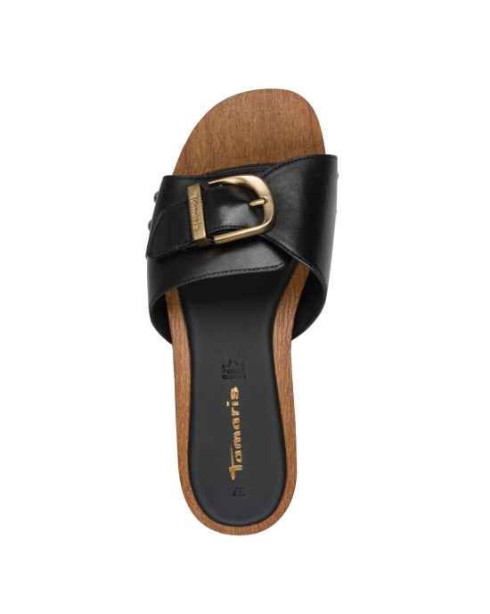 Tamaris Δερμάτινα Γυναικεία Σανδάλια Μαύρα 