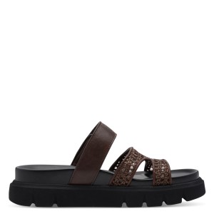 Tamaris Γυναικεία Σανδάλια Flatforms Καφέ