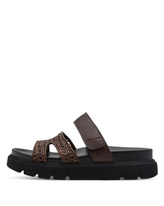 Tamaris Γυναικεία Σανδάλια Flatforms Καφέ