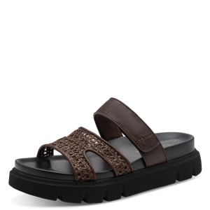 Tamaris Γυναικεία Σανδάλια Flatforms Καφέ