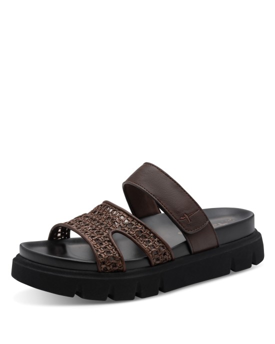 Tamaris Γυναικεία Σανδάλια Flatforms Καφέ