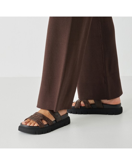 Tamaris Γυναικεία Σανδάλια Flatforms Καφέ