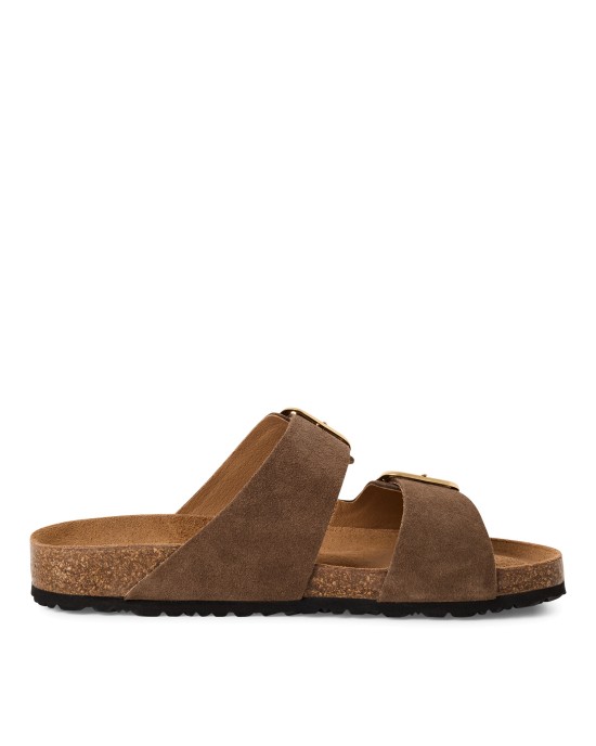 Tamaris Δερμάτινα Γυναικεία Σανδάλια Flatforms Καφέ