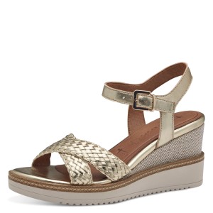Tamaris Women's Leather Platform Shoes Gold